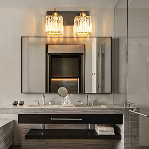 Fdpby moderno kupatilo Vanity Light 2-svjetla moderno crno zlato kristalno kupatilo zidno svjetlo kupaonica Vanity Light Fixtures