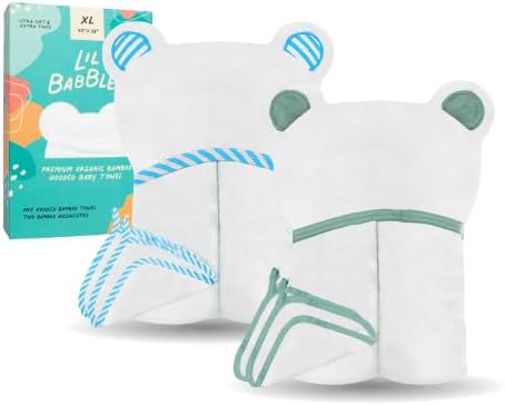 Lil Babbler Green s kapuljač ručnike i plave pruge ručnik s kapuljačom s dvije krpe, svaki paket - savršen mekani ručnik za bebe za novorođenče, novorođenčad, dječake i djevojke