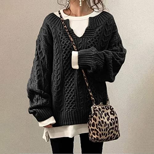 Muduh džemperi za žene zimski čvrsti labavi lijeni stil prženog tijesta uzorka dnevnog pulover