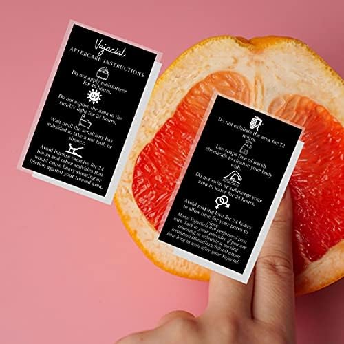 Boutique Marketing LLC Vajacial kartice sa uputstvima za naknadnu njegu | 50 pakovanja / veličina 2x3, 5 inča Veličina posjetnice | vaginalni komplet za njegu kože / crna sa bijelim dizajnom