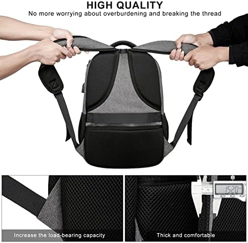 RJEU ruksak za muškarce i žene, školski ruksak za studente, tinejdžere, sa rukavom za Laptop od 15,6 inča, ruksak za putne laptopove sa USB priključkom za punjenje, ergonomske trake-Bookbag Grey