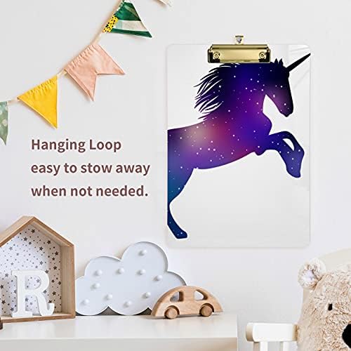 Horse Unicorn Plastic Clipboards with Metal Clip Letter size Clipboard Low Profile Clip Boards for office School