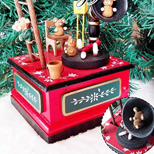 WODMB Božićni ukrasi drvena muzička kutija muzička kutija ukras za spavaću sobu Dekoracija kućna dekoracija Muzička kutija