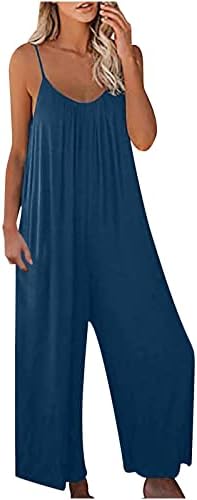 Jumpsuits za žene labave noge bez rukava rub hlače špagete kaiševe vještačke duge hlače baggy cami kombinezon