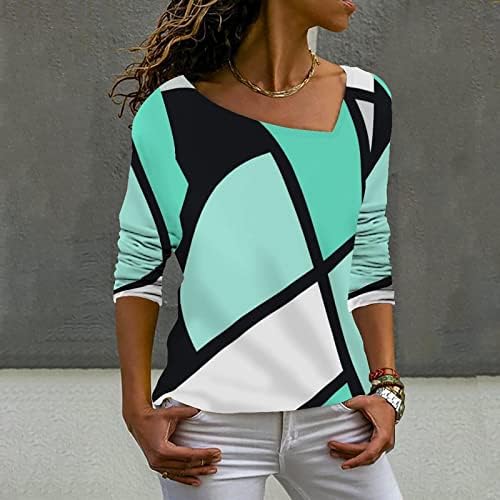 Numaller Poslovni Casual vrhovi za žene nepravilne boje kvadratni vrat majice dugi rukavi