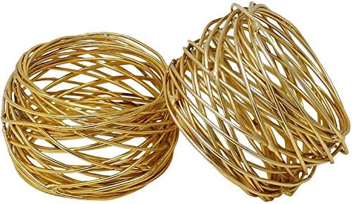 ARN Craft Zlatni okrugli mrežasti prstenovi za salvete-Set od 4 komada za vjenčanja ili za svakodnevnu upotrebu