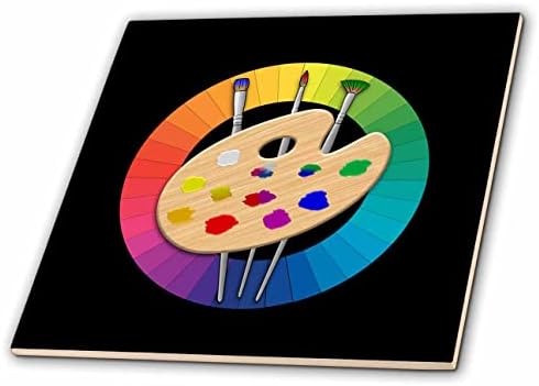 3dRose paletu boja umjetnika četkama preko točka u boji. - Pločice.