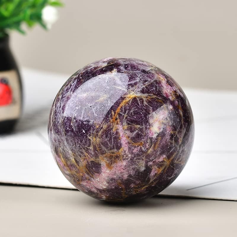 WNJZ Ljubičasta Jedinstvena lopta za iscjeljujuća sfera sa meditacijom štanda Chakra Soba Decor Office Poklon energetski kristali Reiki kamenje Kolekcionarski sfera Kamen stijena Mineral
