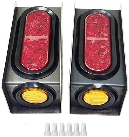 2 čelične kutije za svjetlo za prikolicu sa 6 LED ovalna zadnja svjetla & 2 Led Crvena okrugla bočna
