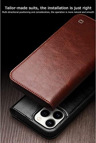 FOUNCY torbica za novčanik za iPhone 14/14 Plus / 14 Pro / 14 Pro Max, preklopna torbica od prave kože sa[držačem