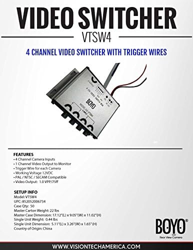BOYO VTSW4-4-kanalni video prekidač sa Okidačkim žicama za automobil, kamion ili kombi