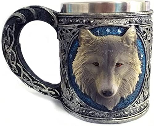 Pivo Viking pokloni, krigla za pivo, viking šolja, šolja Wolf kafa pehar smola šolja 3d smola od nerđajućeg čelika putni čaj vino Pivska šolja za kućnu kancelariju šolja za šarenu šolju