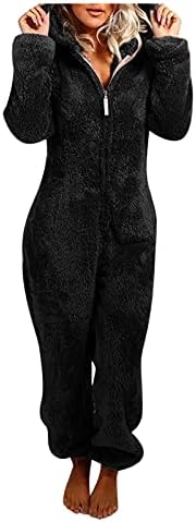 Snug Fit Onesie Pijamas za ženske kostime u boji kostim skakači mekani runo Zimska topla rumica