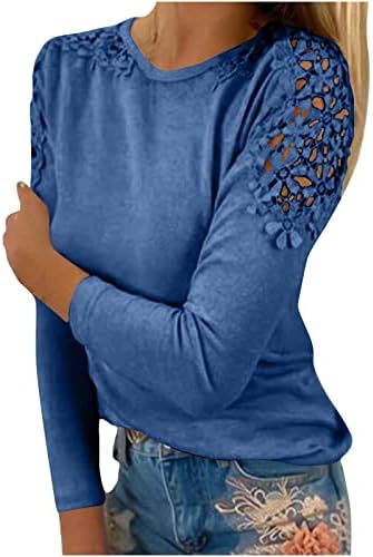 Ženske čipke šuplje dukserice vrtove hladne majice s dugim rukavima Crewneck bluze casual labav