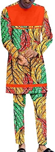 Afrički muškarci casual odijelo Dashiki majica Pant TrackSit vosak Ispis dugih rukava Outfit modni