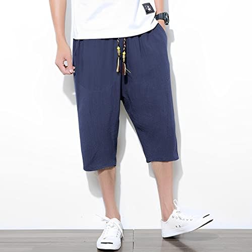 Miashui Chinos Slim Fit muns pamuk i posteljina pune boje casual hlače Japanske posteljine sportone tanke hlače