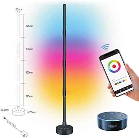 Niorfnio Corner Podna svjetiljka, savremena LED podna lampica, uz muzičku sinkronizaciju i 16 miliona diy boja, Alexa kompatibilna glasovna kontrola, lampica za mijenjanje boje za dnevnu sobu za kuhinju