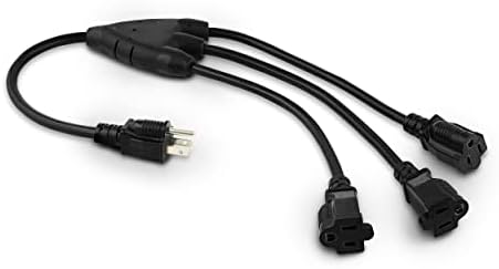 COLSEN 50FT Produžni kabel 3 Prong, 11 nema 5-15R ženska utičnica - crvena LED indikator, 14 mjeri