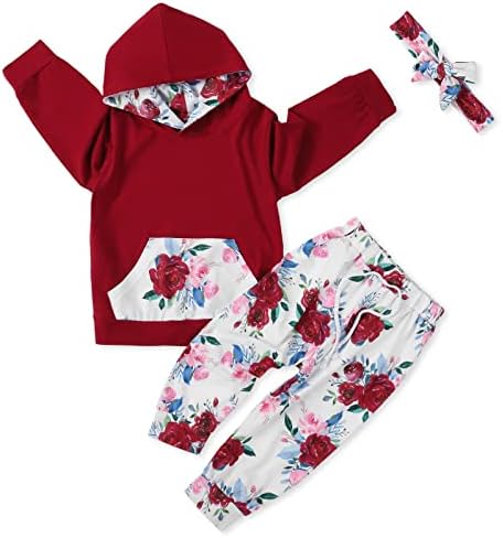Efinny toddler djevojka dukserica duks proljeće / jesen odijelo s dugim rukavima cvjetne dukseve hlače za glavu za djecu za djecu