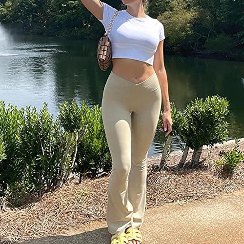 HECLOH ženske ležerne časovne pantalone u crossover visokim strukim vježbama