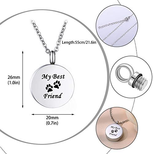 Hooami ogrlica za kremaciju urne za pepeo Urn nakit moj najbolji prijatelj pet Memorijalni privjesak sa kompletom za punjenje i poklon torbom