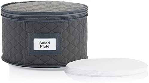 China Storage Case - prošivena torbica za salatu-prečnik 10 inča x visina 6 inča-siva-uključuje 12 separatora filca