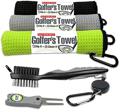 Fireball Golf ručnik pokloni i pribor Set - 3 ručnika za golf, golf divot alat, kuglični marker i četka za
