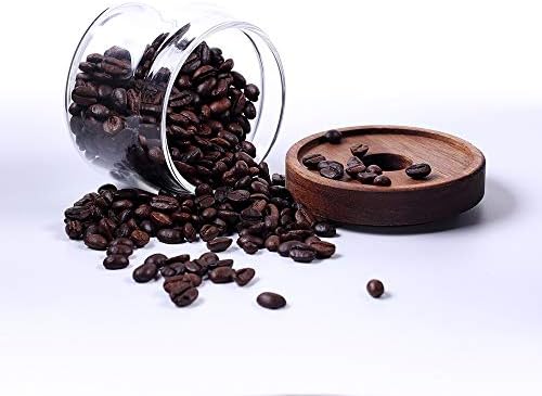 Staklene posude za kafu, 8.5 FL oz/250 ml Kuhinjski kanister za skladištenje hrane sa zatvorenim drvenim poklopcem, staklenka od prozirnog stakla bez BPA za listove čaja, prah, začin