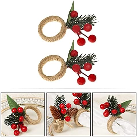 Patkaw 2 x prstenovi za salvete Rustikalni bobica salveta za ubrus držač salveta Crveni bobica ukrasi za venčani božićni banket rođendan