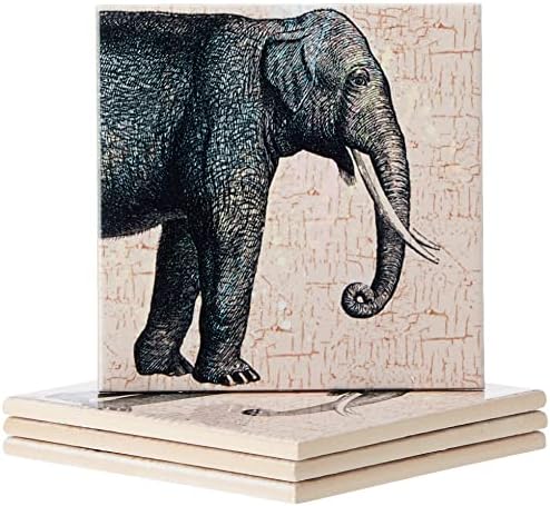 3drose Grey Elephant - keramički podmetači za pločice, Set od 4 komada