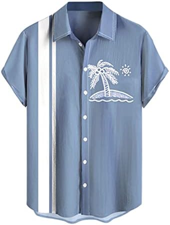 BMISEGM Ljetne majice za muškarce Muške 3D digitalni tisak džep za kopče rever kratki rukav košulja