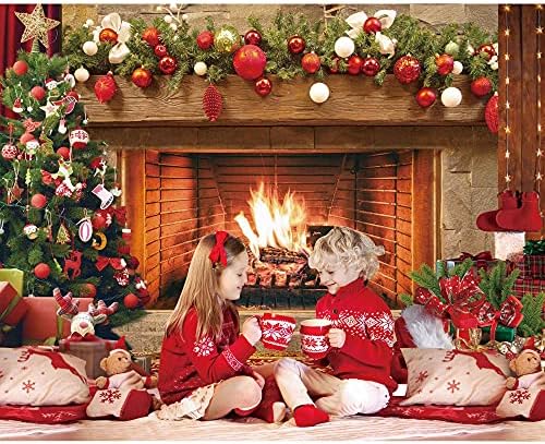 Msocio 7x5ft izdržljiva poliesterska tkanina Božić kamin pozadina Vintage Božić drvo čarapa pokloni ukrasi
