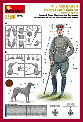 MiniArt 1/16 Skala Crveni Baron. Manfred von Richthofen.WW1 Flying Ace - komplet plastičnih modela
