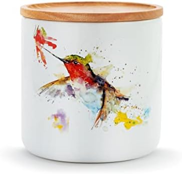 Demdaco Hummingbird i cvjetni akvarel crveni 5,5 x 5 Keramičko drvo Mali kanister JAR