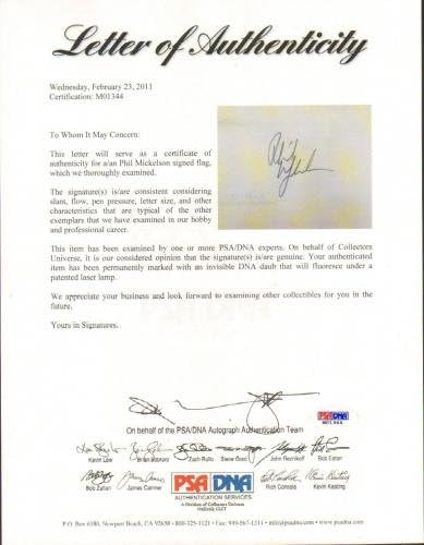Phil Mickelson potpisao automatske majstorske kuće zastava PSA / DNA COA M01344 2004 Champ - autogramirani zastava