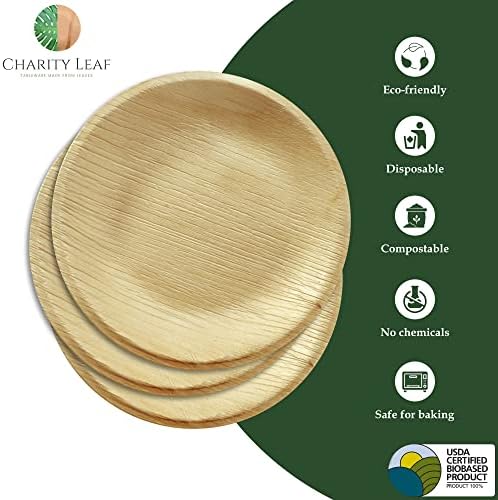 Dobrotvorni List Za Jednokratnu Upotrebu Palminog Lista 6 Okrugli Tanjiri Bambus Poput Tanjira Za Posluživanje,