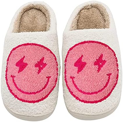 JINLONYU Smiley Face Happy Lightning Bolt Evil Eyes papuče udobne tople plišane kućne cipele za žene i muškarce