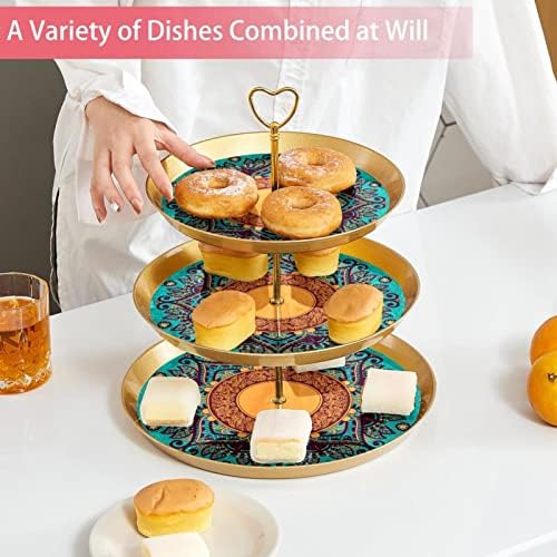 Stalci za torte Set od 3, Henna Mandala torta postolje za prikaz stola Desert Cupcake stalak za vjenčanje Baby Shower proslava