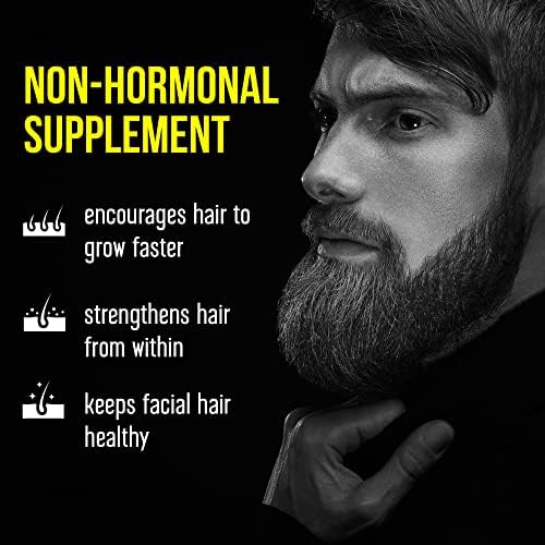 Beard Grow XL, Vegan Beard Grower dodatak za kosu na licu za muškarce, dodajte u svoj komplet za rast brade, # 1 muške vitamine za rast kose, za bržu, gušću i puniju bradu, poboljšajte svoj komplet za njegu brade