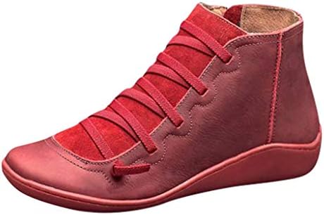 Arystk ženske čizme jesen zima visoke gornje Casual ravne kože Retro čizme za cipele sa bočnim patentnim zatvaračem čizme za cipele sa okruglim vrhom