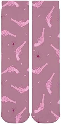 WEEDKEYCAT Pink Pistols debele čarape novost Funny Print grafički Casual toplo sredinom cijevi čarape za