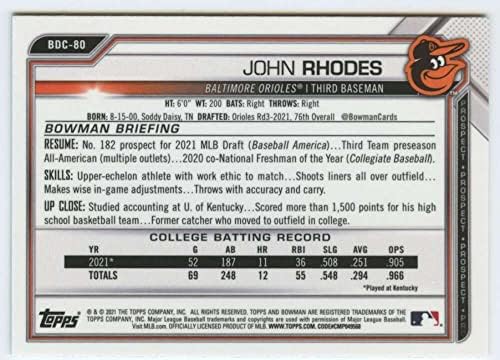 2021 Hrom Chrome BDC-80 John Rhodes RC Rookie Baltimore Orioles MLB bejzbol trgovačka kartica