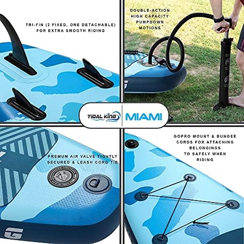 Tidal King Miami 10 '6 stand up Paddle Board ISUP - sa podesivim veslom, gornjim priborom-pumpa, povodac & ruksak-standardne opcije kompleta za SUP ili kajak
