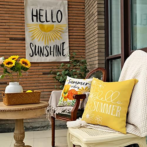 Geeory ljetni jastuk 18x18 inčni set od 4 ljetne vibraci Hello Sunshine cvjetni jastuci ukrasni bacanje jastuci Ljetni ukrasi Kauč na kauču na kauču na kauču