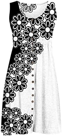 Haljine za odmor Fragarn, ženska modna casual tiskana okrugla vrata haljina bez rukava ležerna haljina
