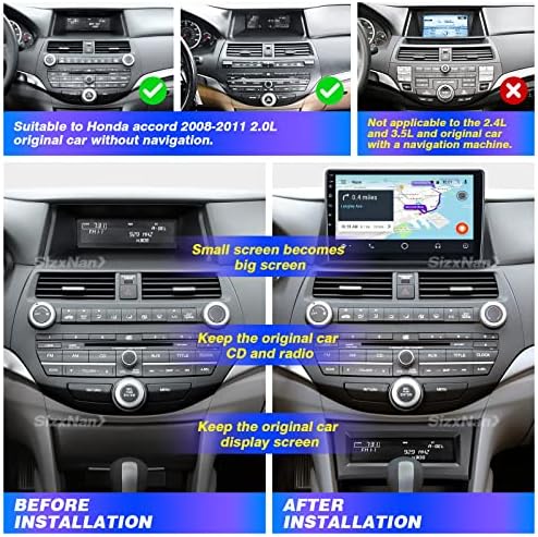 SizxNanv za Honda Accord 8th 2008 2009 2010 2011 Android 11 dodirni ekran kompatibilan sa Carplay Android Auto, Auto Radio Stereo Bluetooth navigacijski Media Player GPS WiFi FM / AM