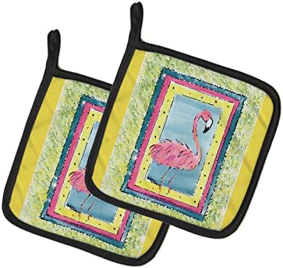 Caroline's Wires 8106-Bpthd Bird - Flamingo Par držača lonca, kuhinjski držači otporni na toplinu postavljaju pećnicu za kuhanje pečenje roštilja,