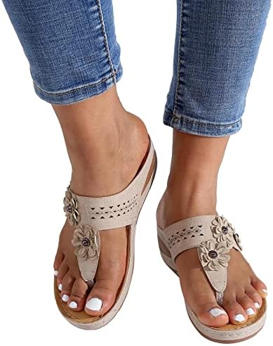 Klin sandale za žene široka širina Print / Pure Color Block Heels Buckle Strap Boho Beach Sandale za zabavu Dating Dnevno