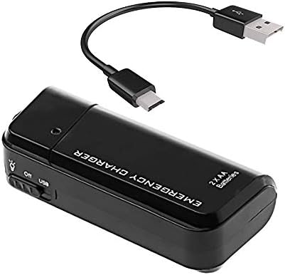 Success4Sport Portable AA Battery Travel Charger radi za BlackBerry Evolve X i emergency re-Charger sa LED svjetlom! [Black]