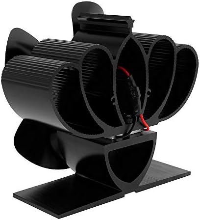 LYNLYN Crni kamin 4 oštrice peći na toplotni pogon ventilator Log drveni plamenik Eco Fan tihi